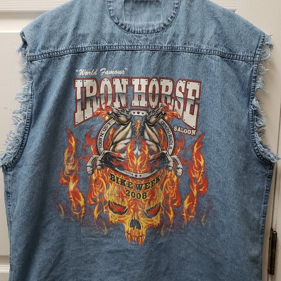 Twin V Motor Cycle Denim Shirt  2X - Picture 2 of 2